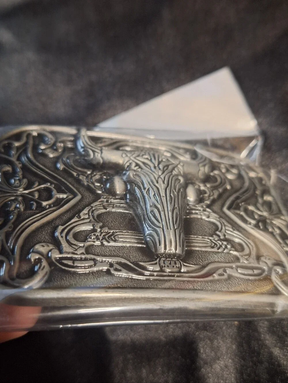 New Metal Belt Etched Buckle~Bull~Skull~Longhorn~Western